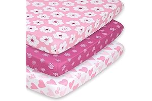 The Peanutshell Mini Crib Fitted Sheets Set for Girls, Playard, Pack Play...