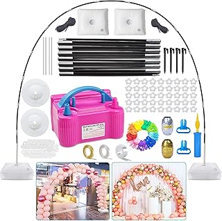 Balloon Arch Kit and Balloon Pump, 10Ft Wide Adjustable Balloon Arch Stand with Water Fillable Bases, Balloon Clips, Manua...