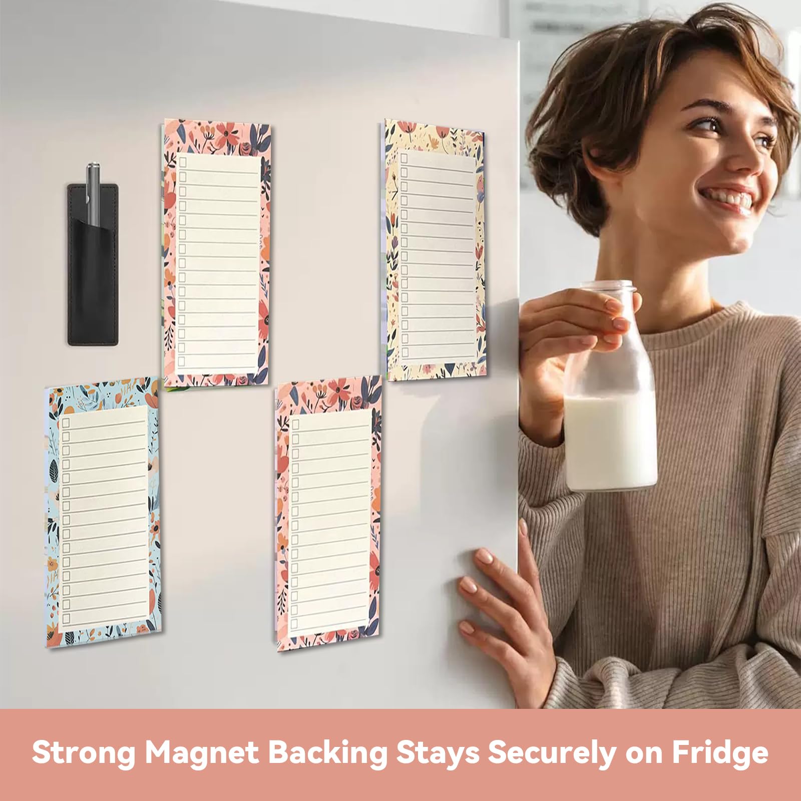 PEAPIN 3 Pack Magnetic Shopping List Pad for Fridge 90 Tear Off Sheets 89x150mm Notepad with Strong Magnet Backing - Image 3