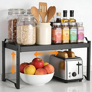 Fentar Estantería Extensible, Estantería Cocina 32-52 cm, Estante de Armario Expandible de Alta Resistencia, Especieros...