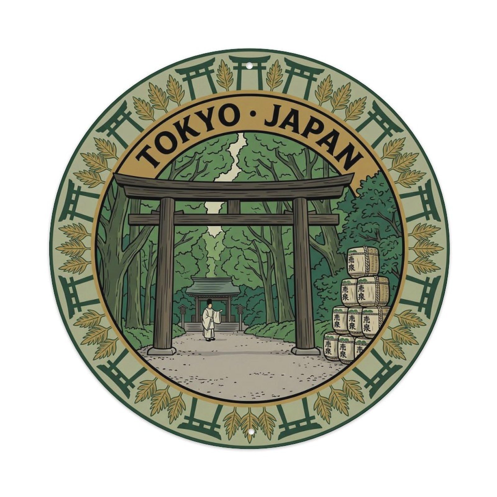 Tokyo Meiji Shrine Forest Torii Gate Japanese Heritage Metal Tin Sign