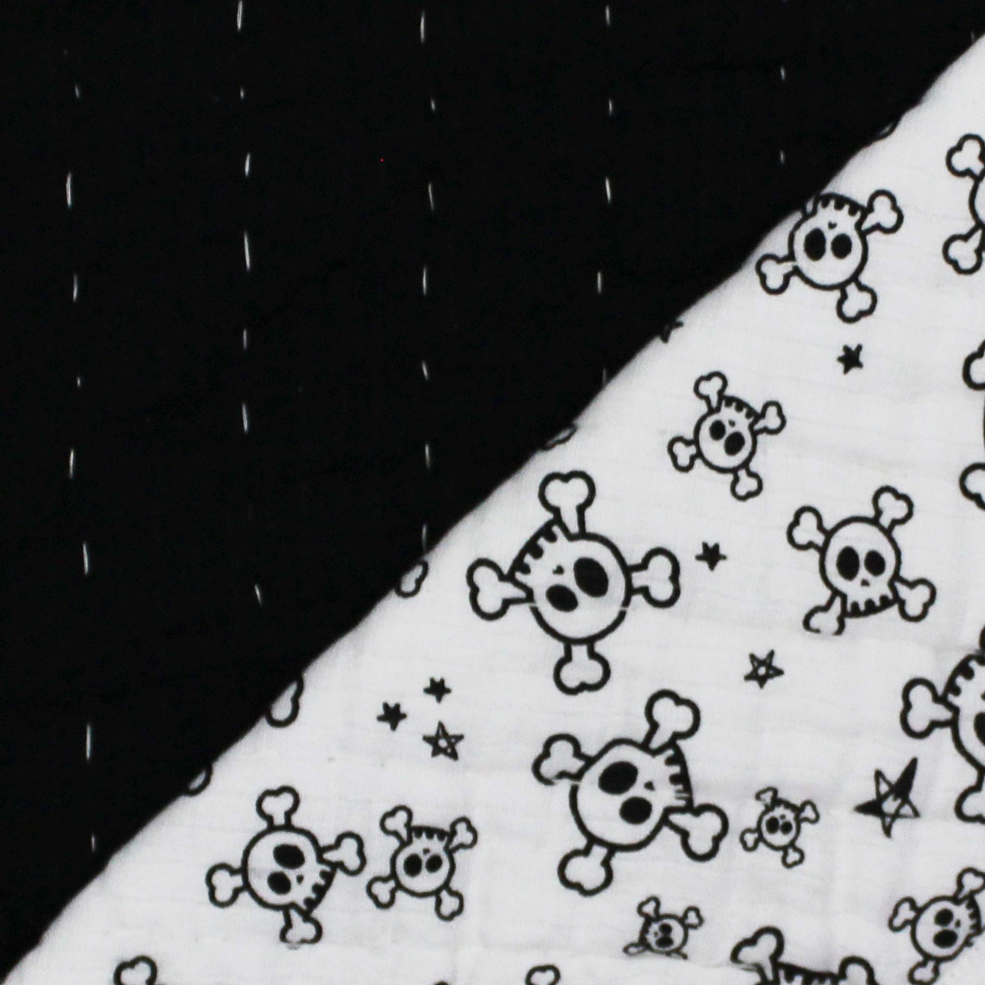 HonestBaby Manta de bebé Reversible 100% algodón orgánico para niños, niñas, Calaveras tosadas/Negro, Talla única