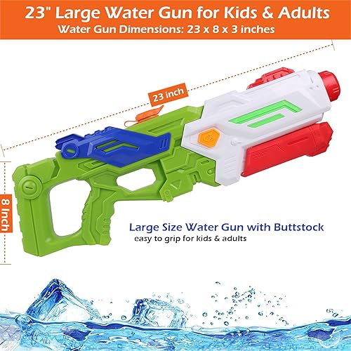 Miniatura 5 de Pistola de chorro de agua para adultos y niños, 23 pulgadas de agua grande con 2500 CC de alta capacidad de 50 pies de largo alcance para niños,