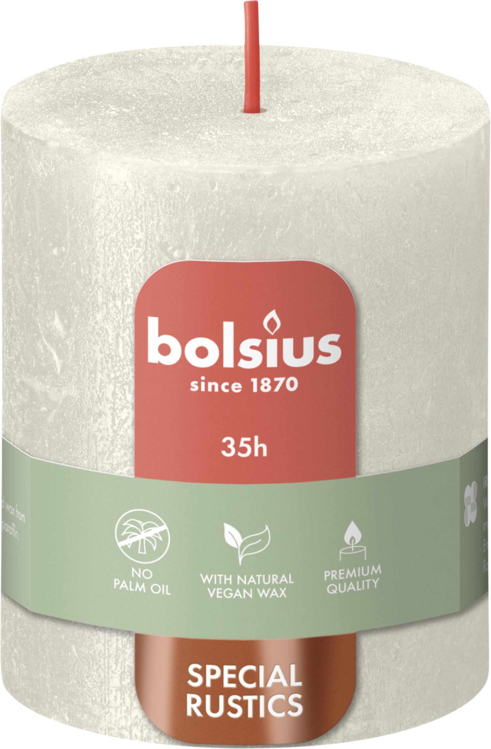 BOLSIUS Ivory Rustic Shimmer Metallic Pillar Candle 8cm x 7cm