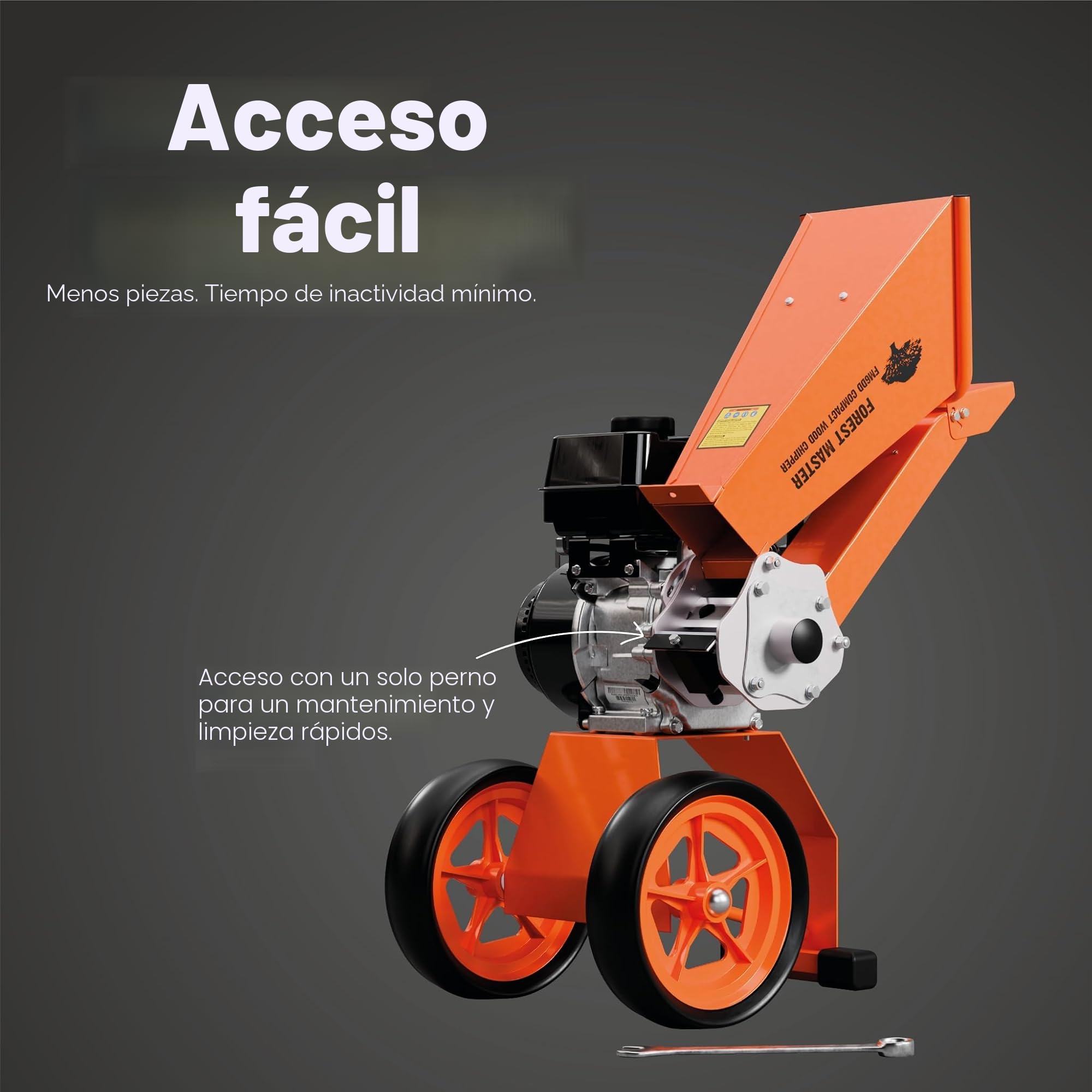 Forest Master FM6DD Trituradora de jardín de Madera con Motor de Gasolina de 4 Tiempos, 6 HP, Naranja