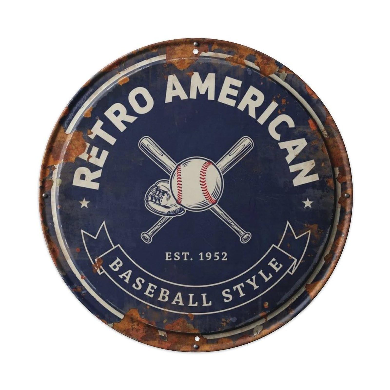 Retro American Baseball Style. Metal Tin Sign Plaque