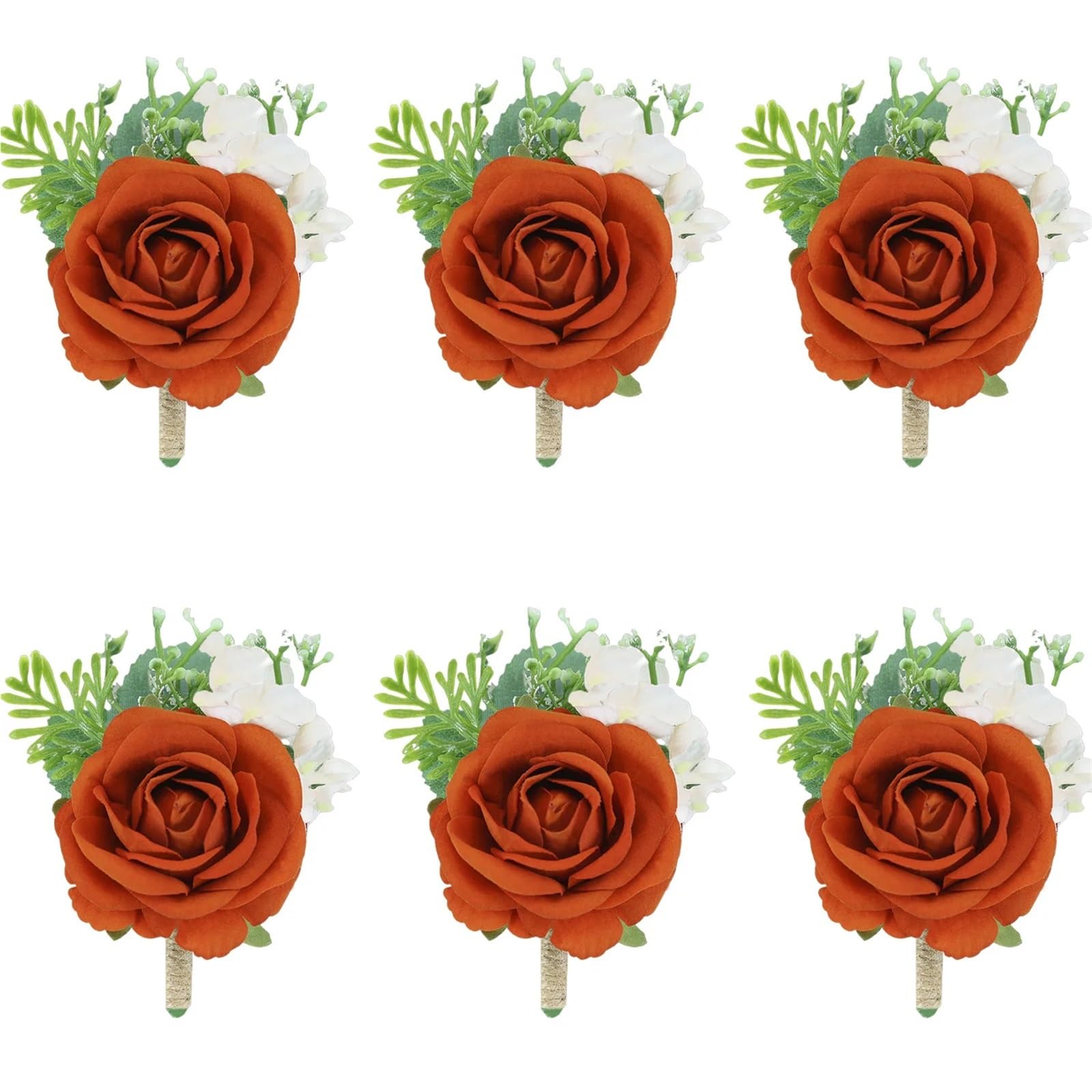 Ansteckblume Gebrannte orangefarbene Boutonniere for den Bräutigam, Trauzeugen und, künstliche Blumen for die Hochzeitszeremonie, rustikalen Hochzeitsball(Yellow)