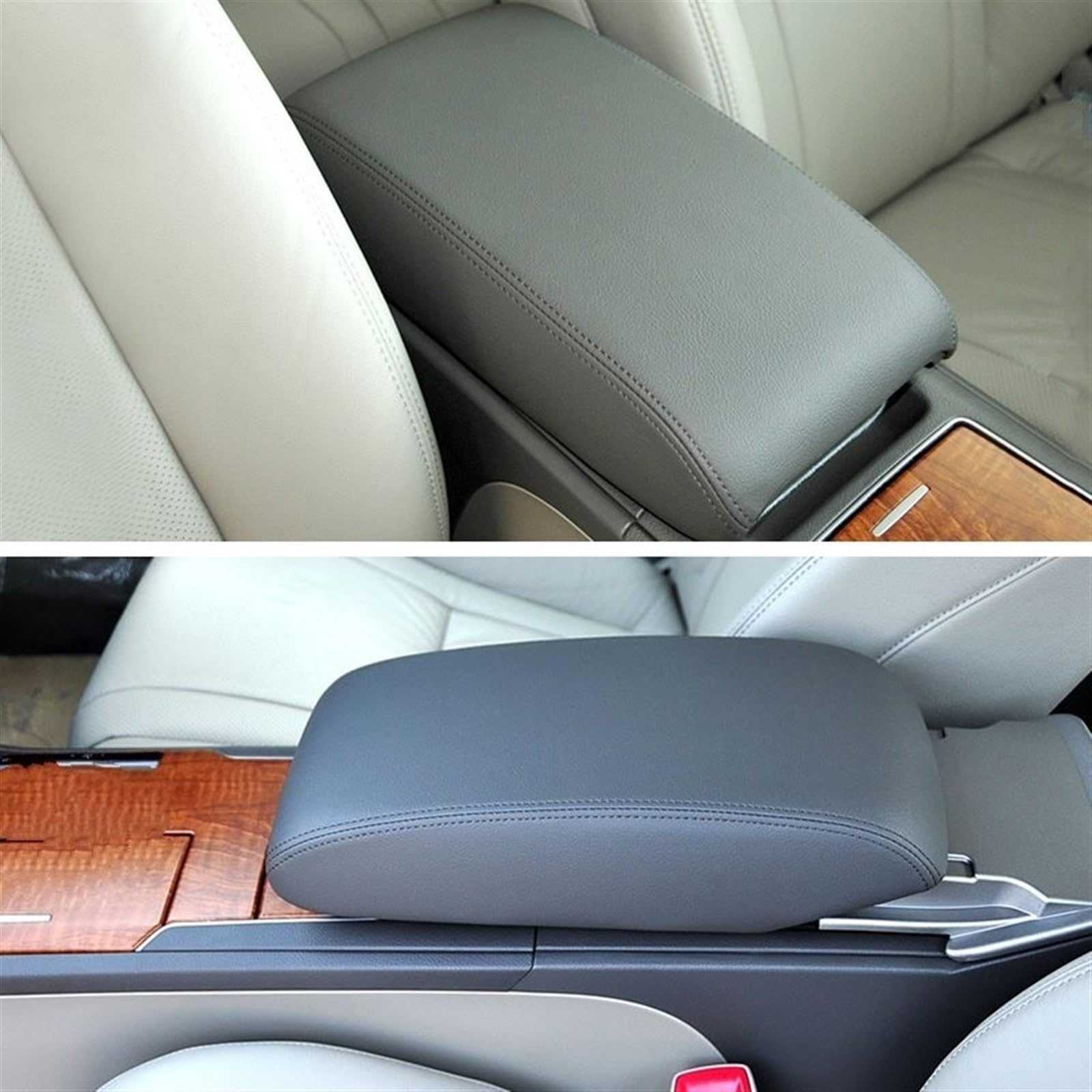 Auto-Armlehnen-Aufbewahrungsbox Für Toyota für Camry 2006-2011 Auto Interior Center Armlehne Box Mikrofaser Leder Abdeckung Aufkleber Trim(Grau)