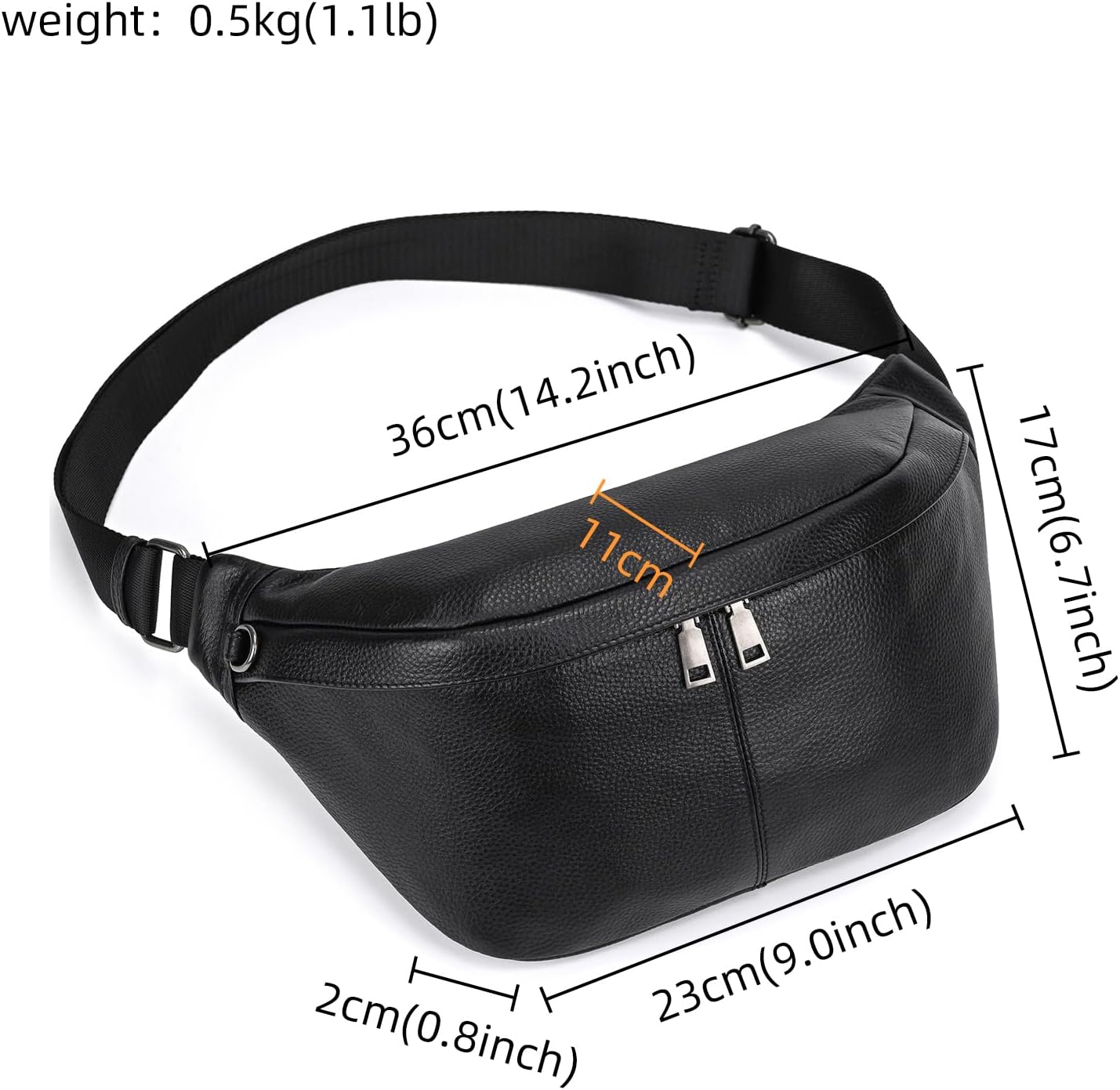 Leather Fanny Pack for Men Women, Multifunction Waist Belt Bag Hip Bum Bag for Travel Hiking Cycling Running