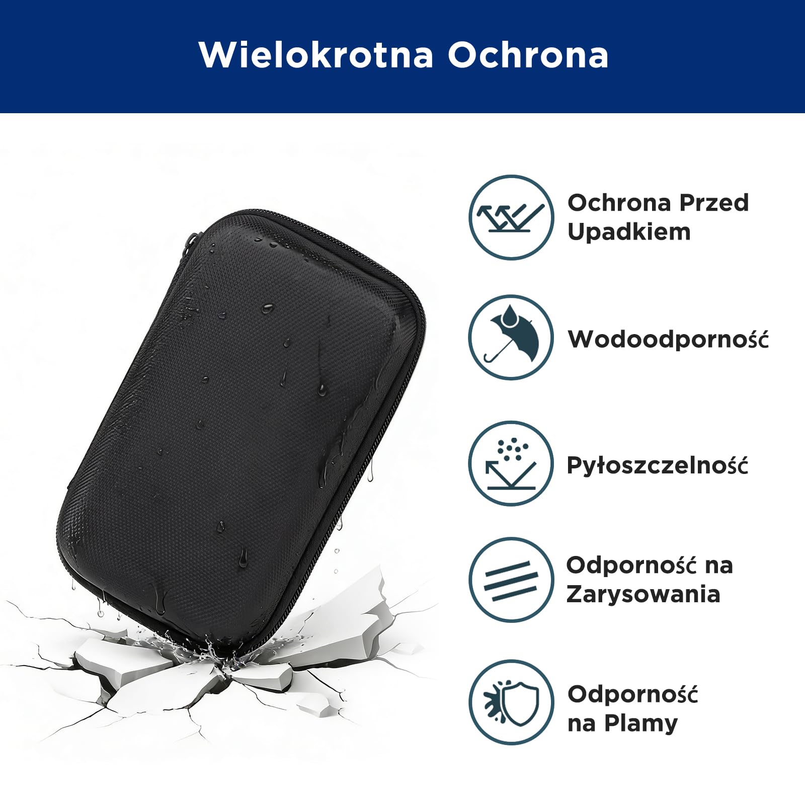 SUPVAN E11 Nylonowe Twarde Etui na Drukarkę Etykiet, 16.8 × 10 × 6.5 cm | Wodoodporne, Wstrząsoodporne, Pyłoszczelne, Antystatyczne, Elastyczna Taśma & Kieszeń Siatkowa, do Organizacja & Ochrona