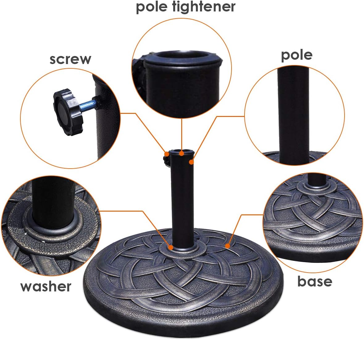 Giantex 43lbs Patio Market Umbrella Base, Heavy Duty Outdoor Stand, Cast Iron Umbrella Holder for Garden Beach, Classic Round Umbrella Standing Deck Porch : Patio, Lawn & Garden