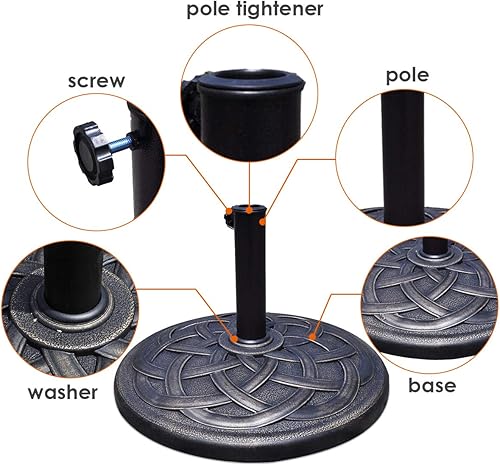 Miniatura 6 de Giantex Base de sombrilla para patio de 43 libras, soporte resistente al aire libre, soporte de paraguas de hierro fundido para jardín y playa,