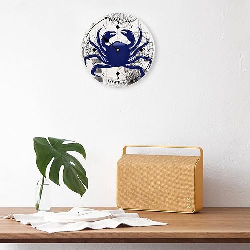 Miniatura 3 de Reloj de marea de madera de langosta de cangrejo verde azulado marino, decoración de playa, viene en ondas, náutico, hora del océano, luna, marea,