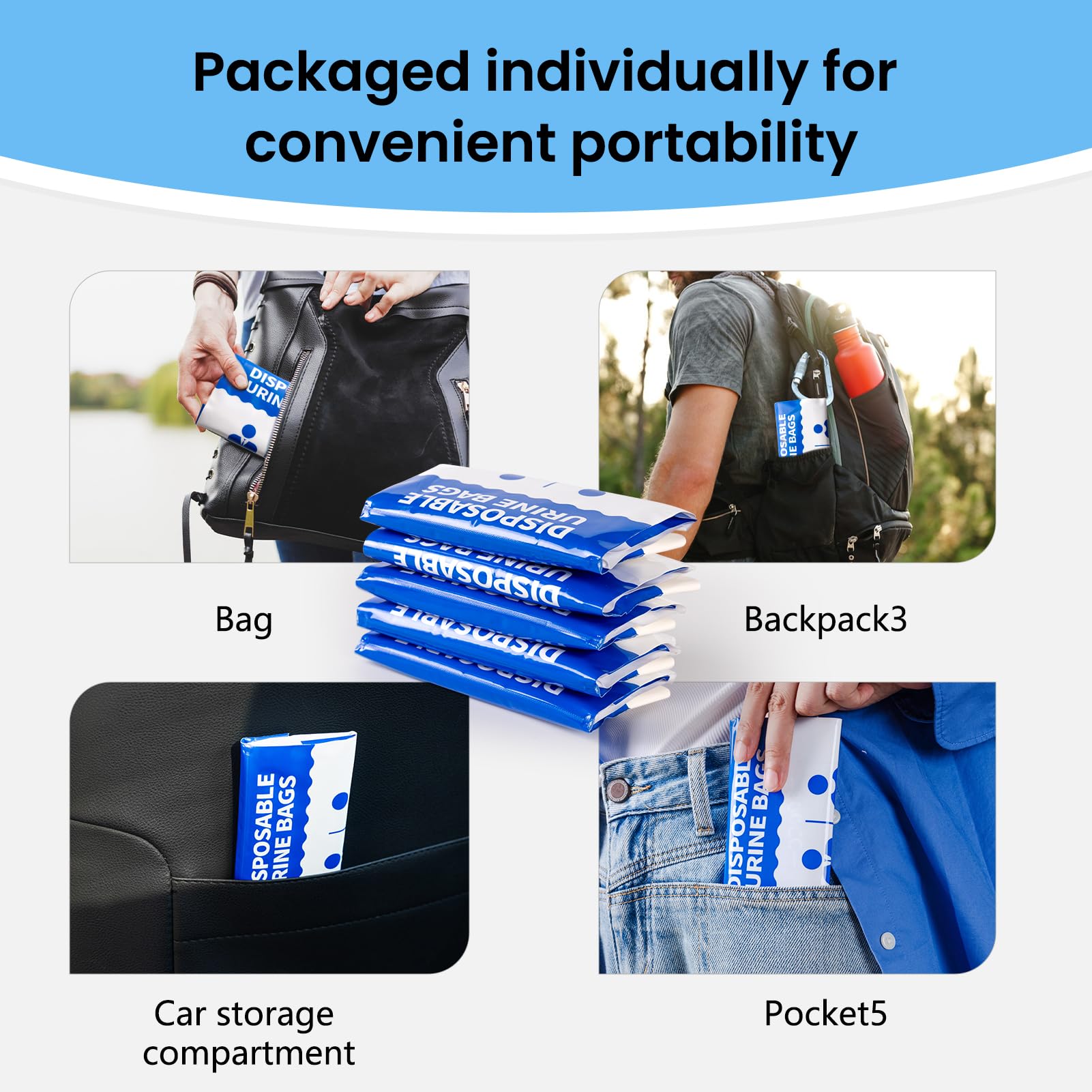 Bolsa de orina desechable para uso de emergencia, 24 bolsas de orina unisex de 800 ml, bolsa de orina de viaje, bolsa de inodoro portátil, bolsa de vómito para camping, atascos de tráfico,