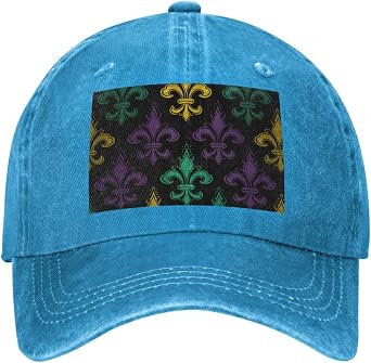 Snapback Trucker Hats for Men Women,3D Fleur De Lis Mardi Gras Cowboy Baseball Caps Adjustable Dad Hat Ball Caps