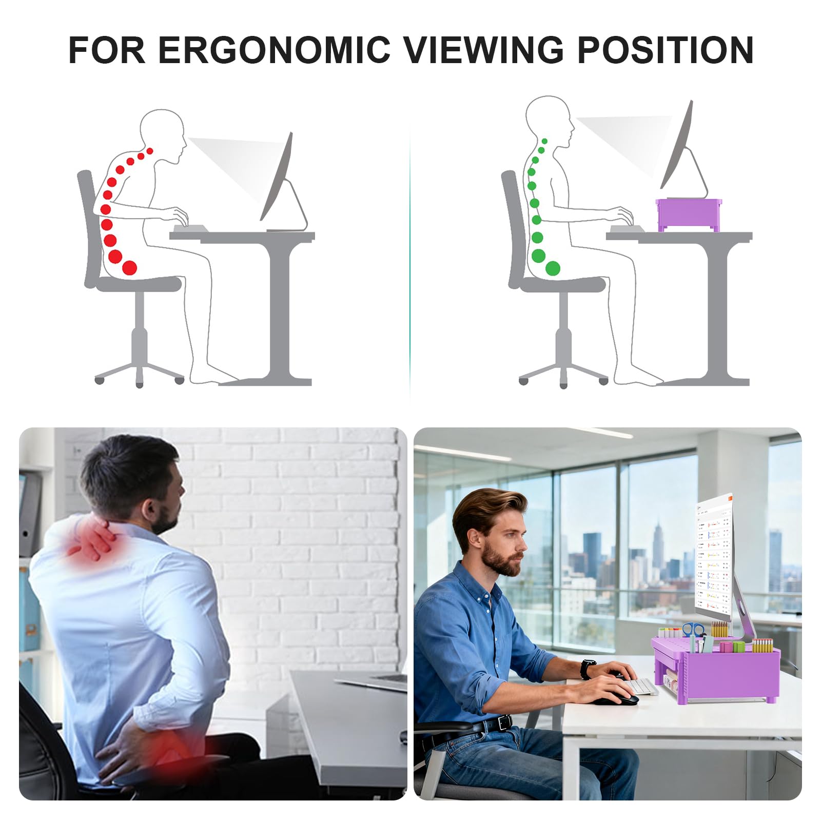 WALI Computer Monitor Stand with Storage and Pen Holder view 6