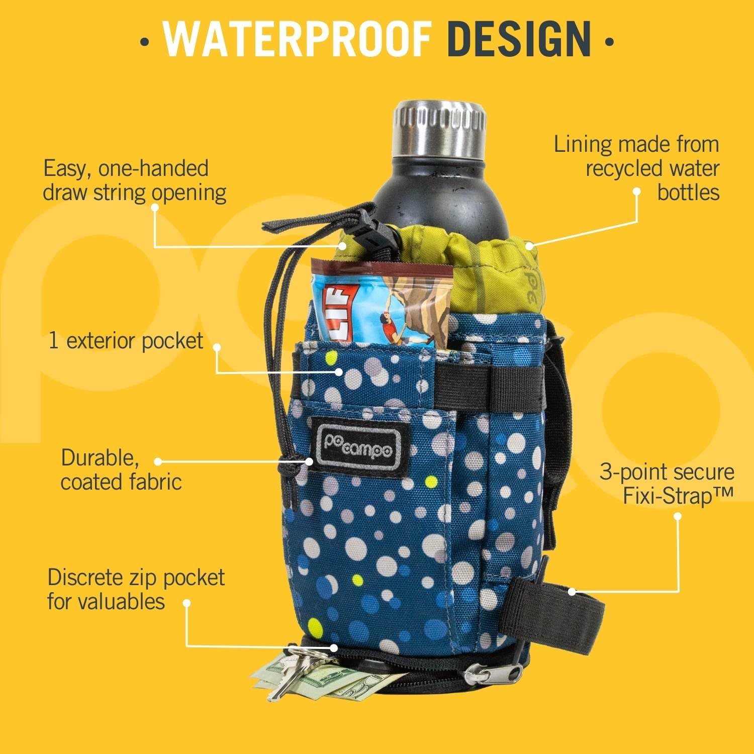 Po Campo Bags Bike Accessories – Willis Stem Bag – Bicycle Stem Pouch for Bike Handlebar Bag – Drawstring Feed Bag for Cycling and Bikepacking (Bubbly)