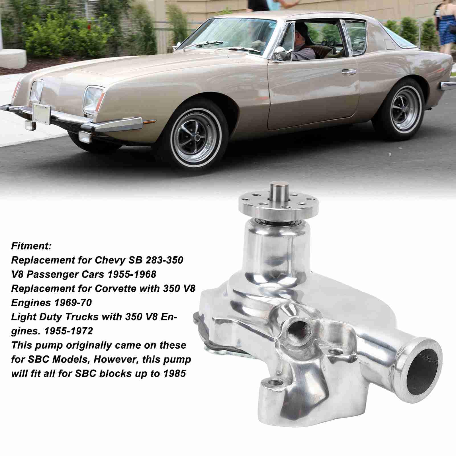 Cryfokt Aluminiowa Pompa Krótkiej Wody o Dużej Objętości do SBC V8 283 327 350 1955-1985, Zwiększona wydajność dla Samochodów Osobowych Chevy, Ulepszone Odprowadzanie Ciepła dla Silników V8, Trwała