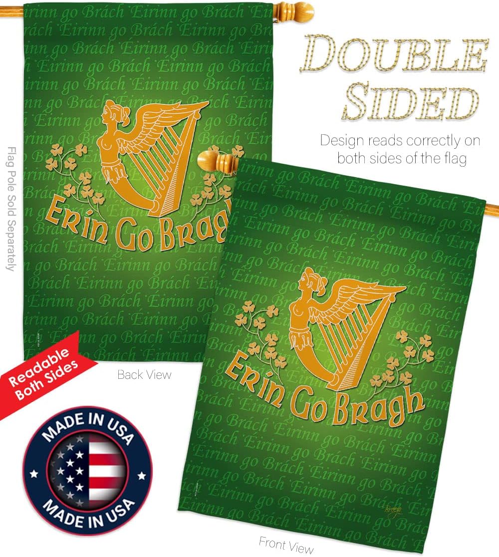 Breeze Decor - Erin Go Bragh Spring - Seasonal Impressions Decorative Vertical House Flag 28" x 40" Printed in USA