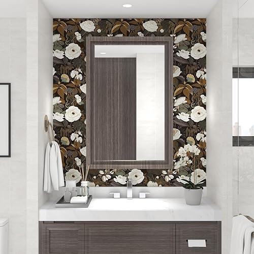 Miniatura 6 de Laatse Papel tapiz floral para despegar y pegar de 17.5 x 118 pulgadas, papel de contacto de flores bohemias, autoadhesivo, extraíble, impermeable,