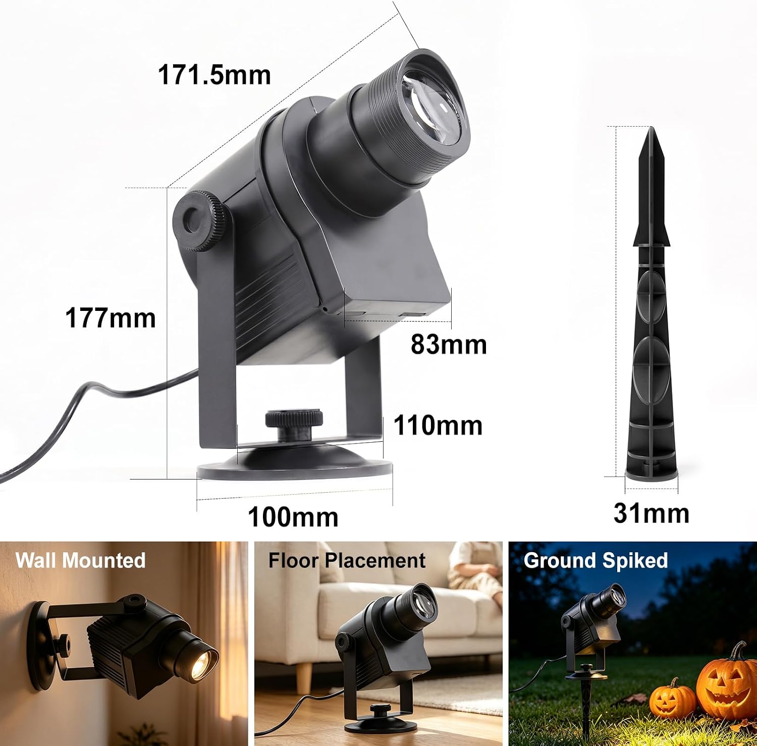 GOBO Projector, Custom LED Logo Projector Light IP65 Waterproof, Adjustable Focus & Rotation Speed for Store Business Outdoor and Indoor Image led Lights for wall Decor Shop Advertising and Wedding
