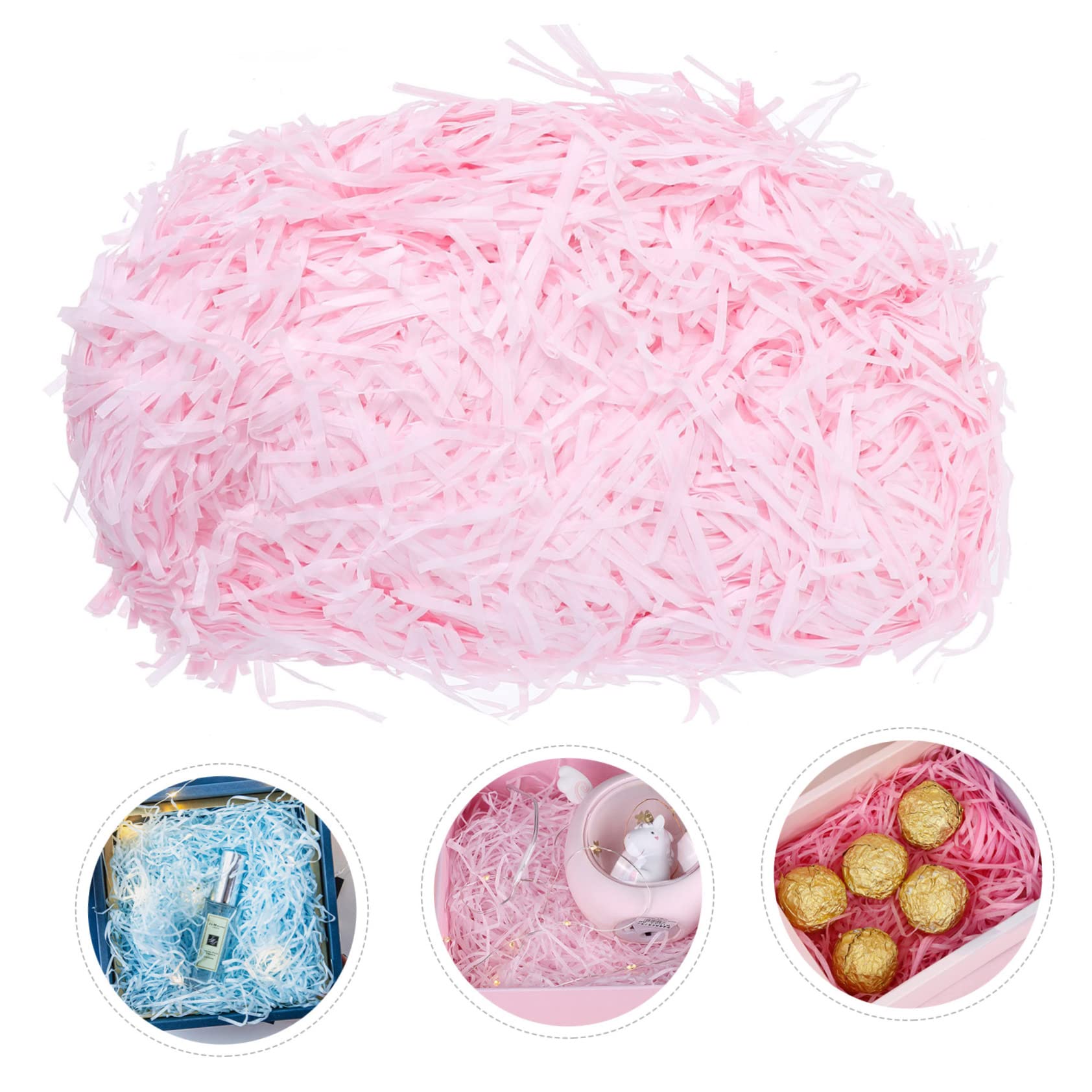 Wypełniacz do opakowań z rozdrobnionej bibuły， 3 opakowania pudełko pocięte fioletowe pudełko prezentowe fioletowy papier do pakowania(Pink,25 * 15Cm*3Pcs)
