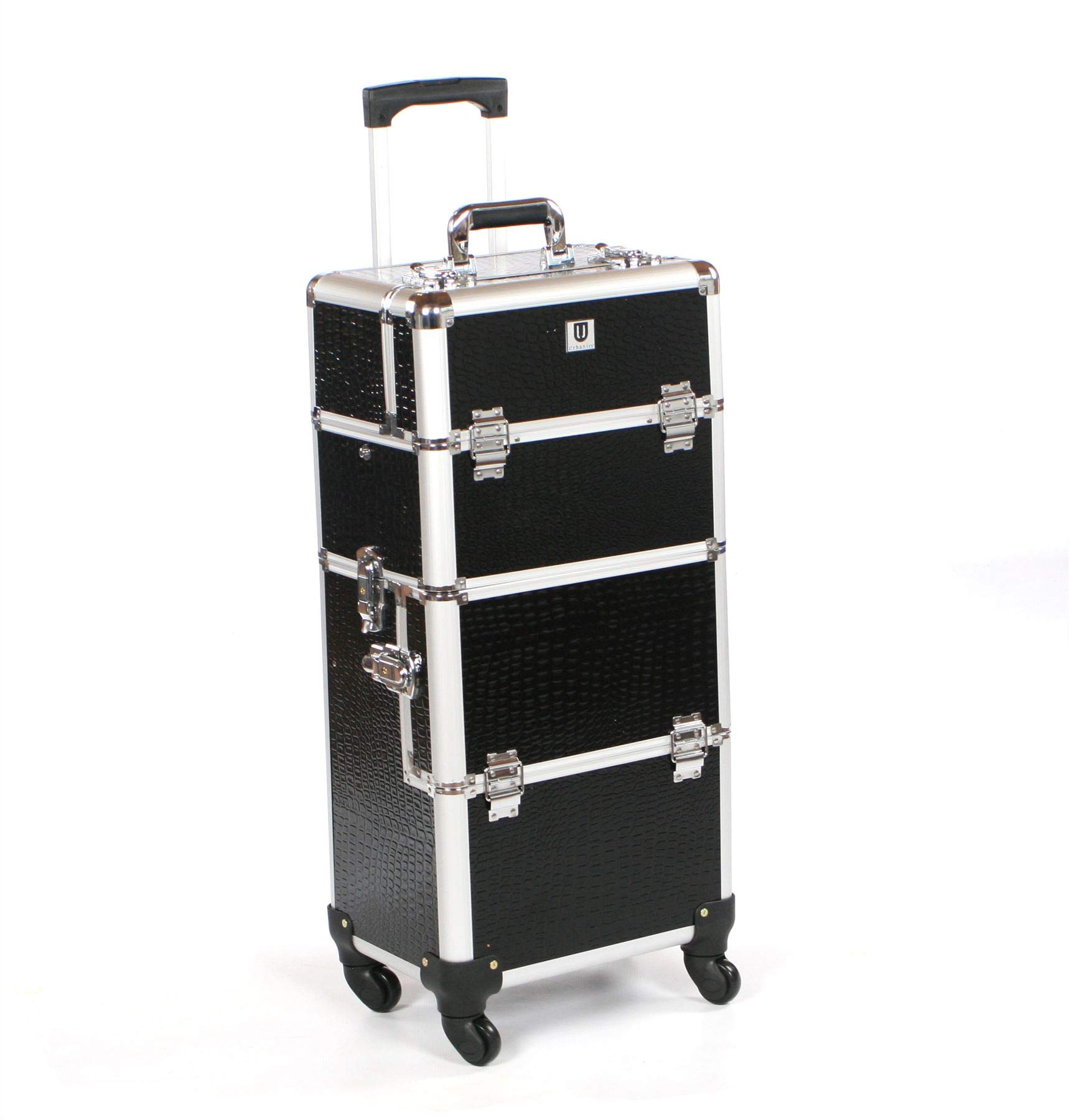 Urbanity Professionale Grande Alluminio Bellezza Trucco Carrello Custodia - NERO COCCODRILLO
