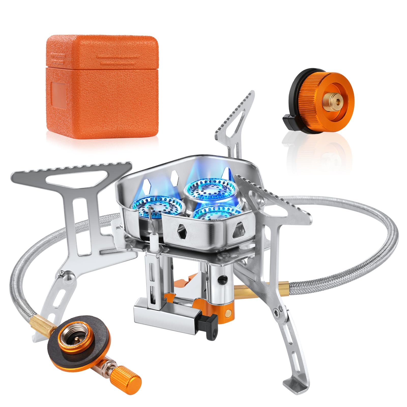 Fornello Da Campeggio 3500W Con Accensione Piezoelettrica | Pieghevole E Antivento | Per Trekking E Picnic - Foto 4