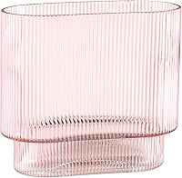 Vista 24 de Jarrones de vidrio acanalado, juego de 2 jarrones estriados para flores, florero de vidrio ámbar para tulipanes, jarrón moderno para sala de estar