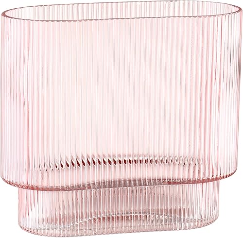 Miniatura 37 de Jarrón redondo de cristal, floreros para ramo, jarrones de vidrio acanalado para flores, pequeño jarrón transparente para sala de estar, oficina,