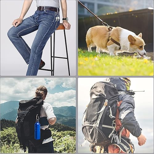 Miniatura 5 de SHD Clip de mosquetón de titanio con cierre pequeño, mini clips de caribeener con anillo en D, clip ligero para llavero para uso en interiores y