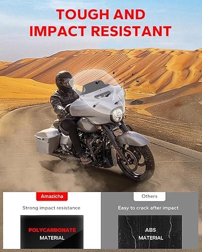 Miniatura 8 de Amazicha Parabrisas de 7 pulgadas, color negro, compatible con Harley Davidson Touring Street GlideElectra GlideUltra LimitedTri Glide FLHT FLHX