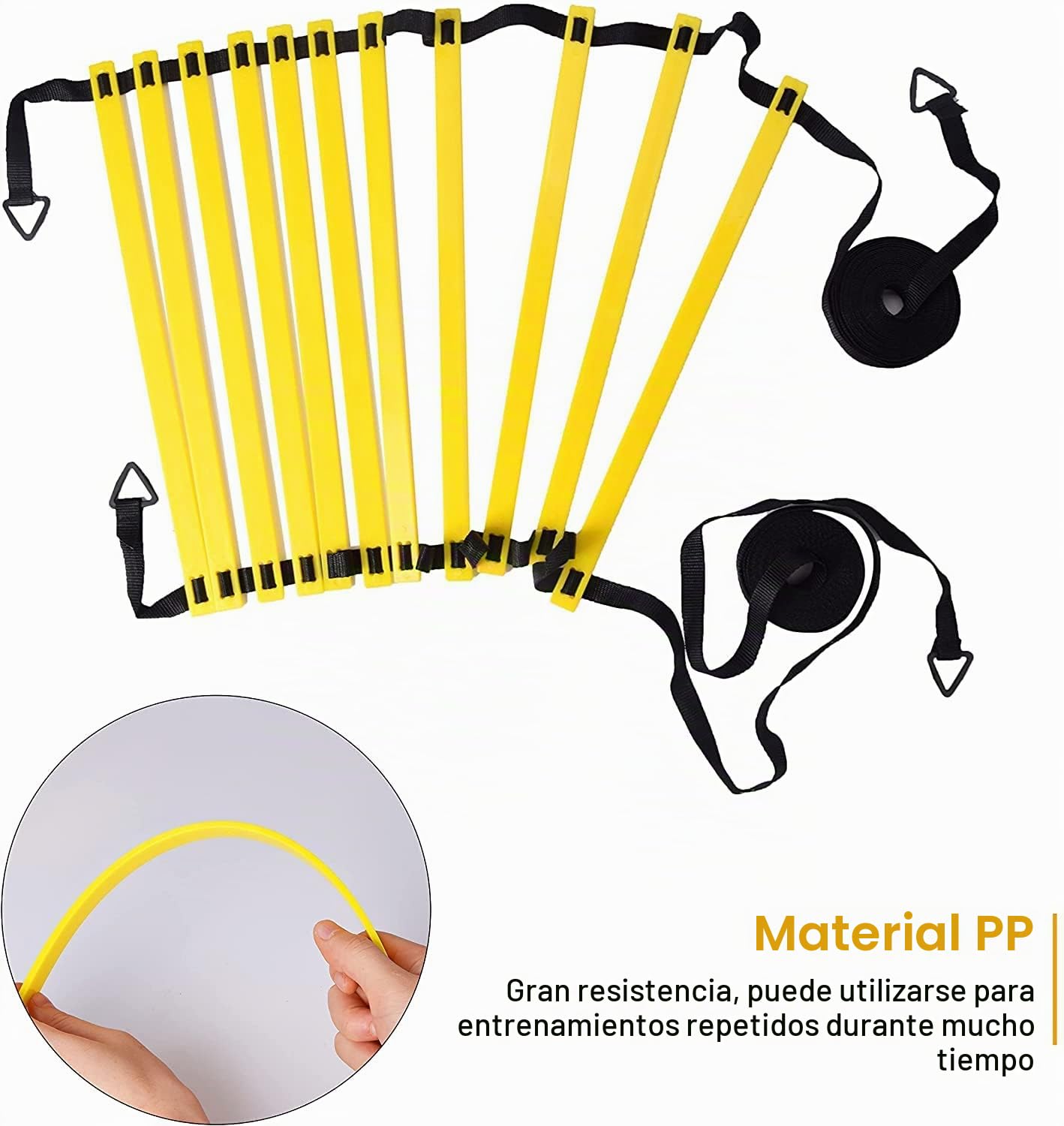 Agility Ladder - Escalera de entrenamiento de fútbol (6 M-12 peldaños, escalera de plástico pesada, 10 conos y 4 estacas, utilizada para entrenamiento de fútbol, tenis y boxeo)