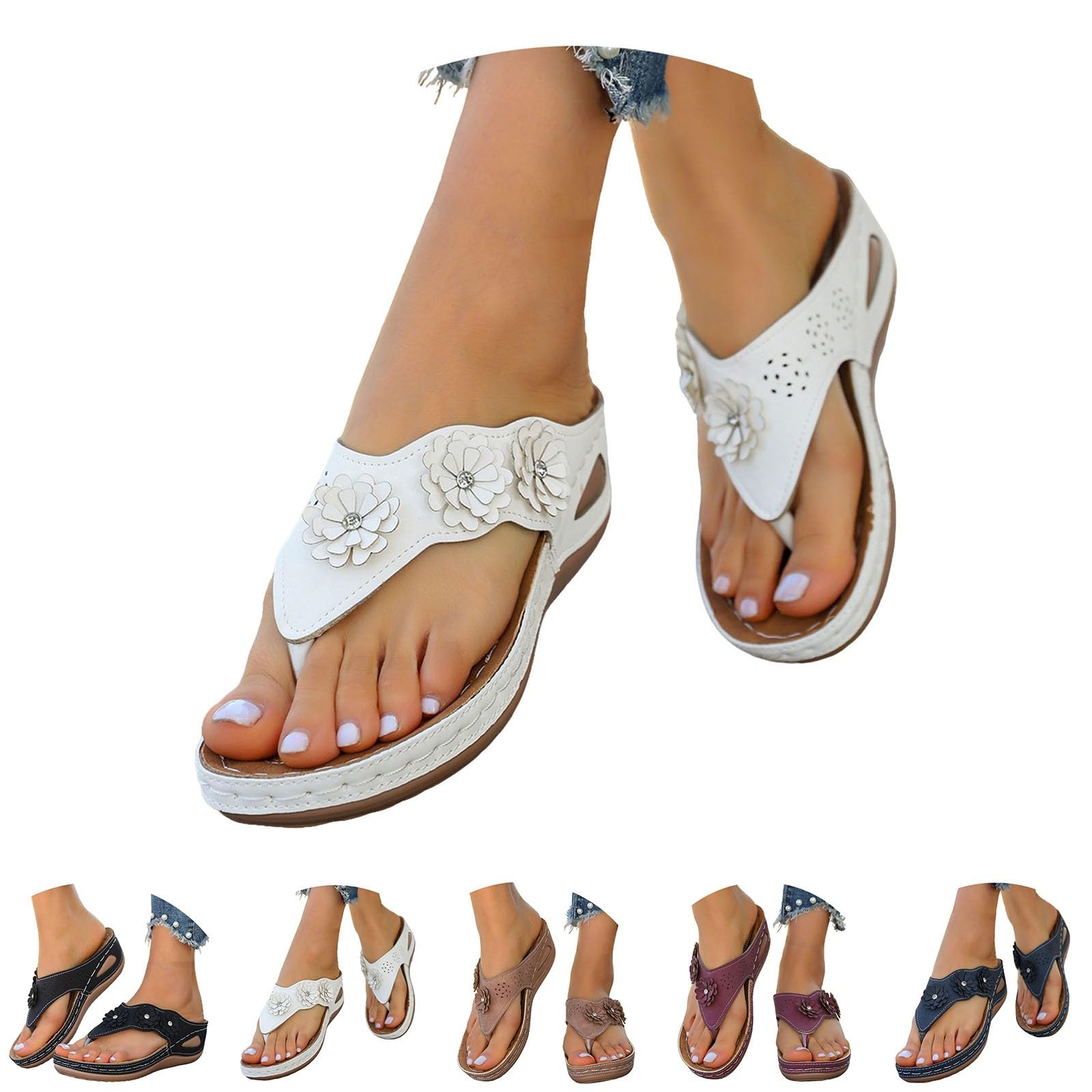 Generico Sandales Femme éTé Confortables LéGèRes AntidéRapantes Semelle Souple Respirantes Chaussures Femme éTé éLéGantes Mules OrthopéDiques Pieds Larges Ville Usage Quotidien