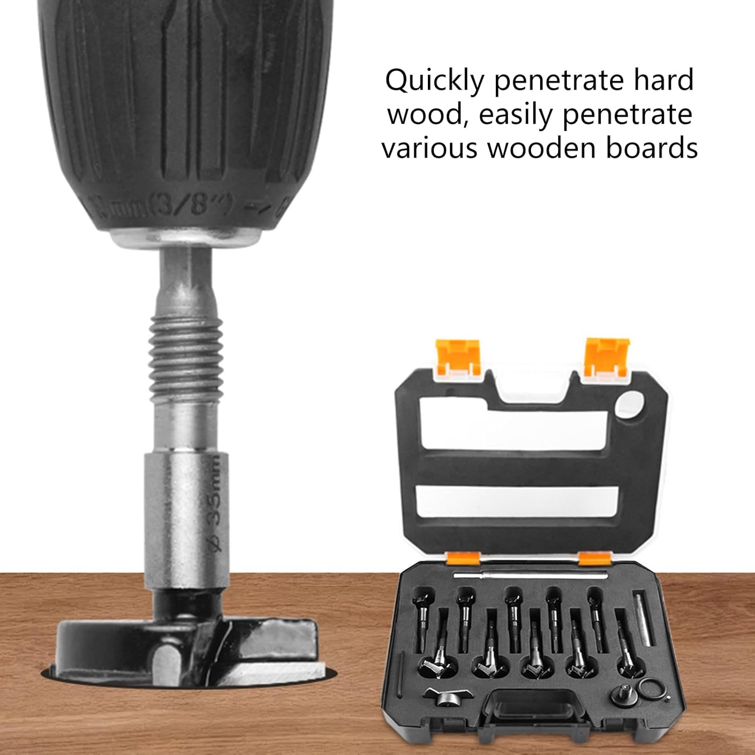 10Pcs Woodworking Wood Boring Drill Bits Hole Steel Tip Round Shank Cutting for Hinge Plywood Woodworking Round Shank Drill Bit Set