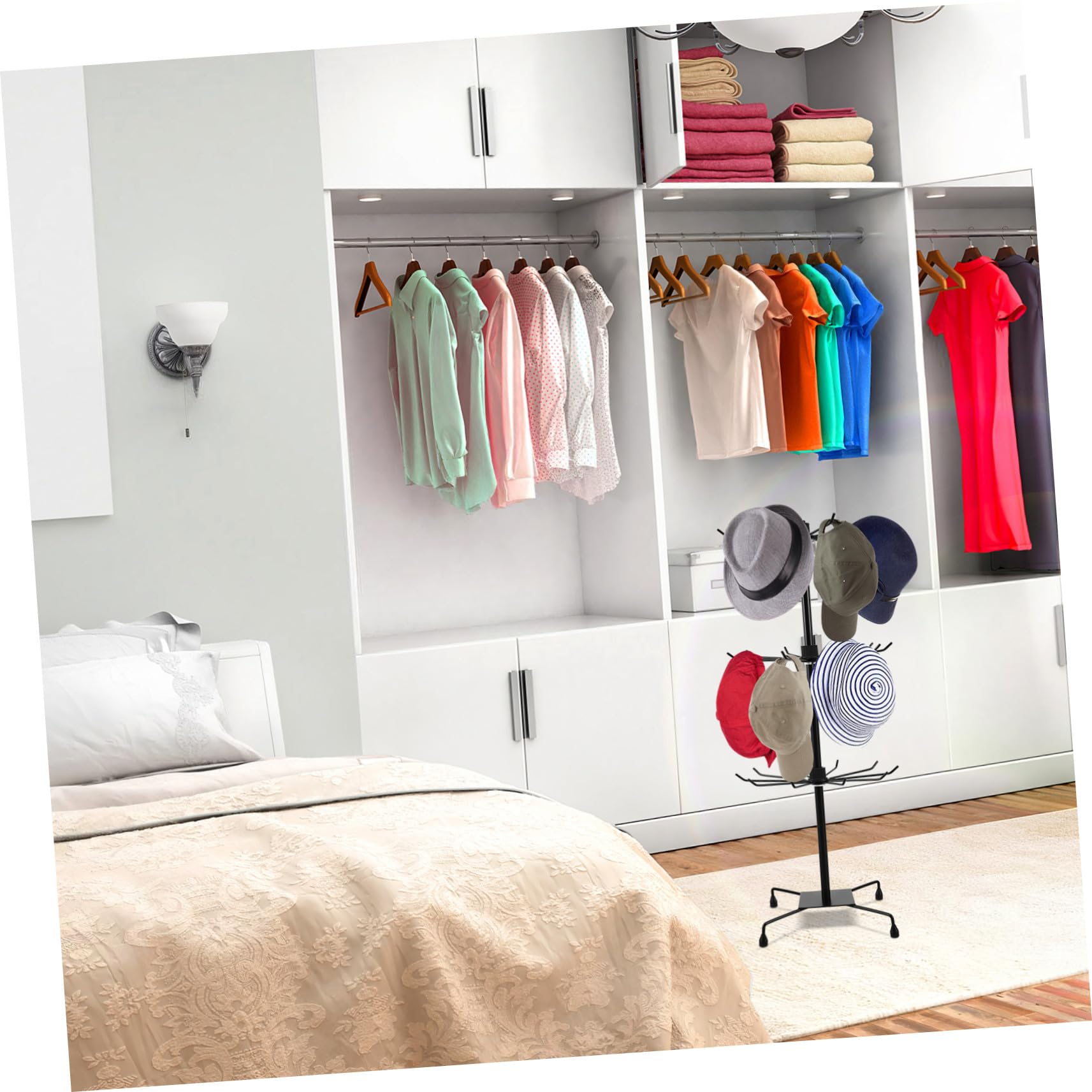 Drehbarer Metall Displayständer für Schmuck und Hüte 3-Stufiges Eisen Gestell mit Vertikalem Design für Schlafzimmer und Flur Abnehmbar und Praktisch