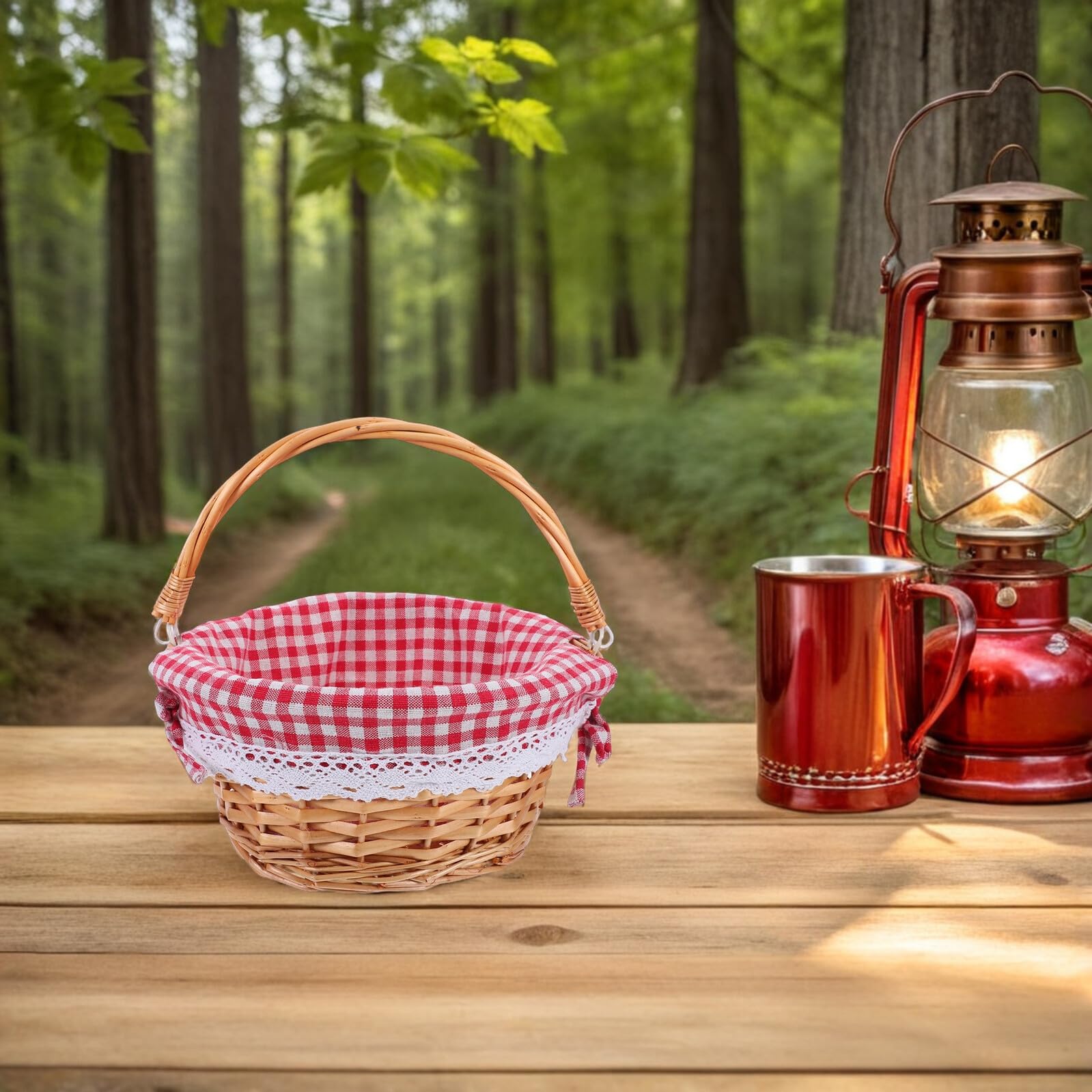 UPKOCH Cesto in Rattan Intrecciato Mano con Manici Portatile per Verdure e Frutta Cestino Piccolo per Picnic Organizzatore Decorativo per Cucina e Eventi all Aperto