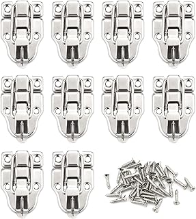 LEEFONE 10 Pack Metal Duck-Billed Box Hasp Lock Toggle Latch Catch, Silver Decorative Hasp with Mounting Screws for Jewelry Box Cabinet Toolbox Suitcase