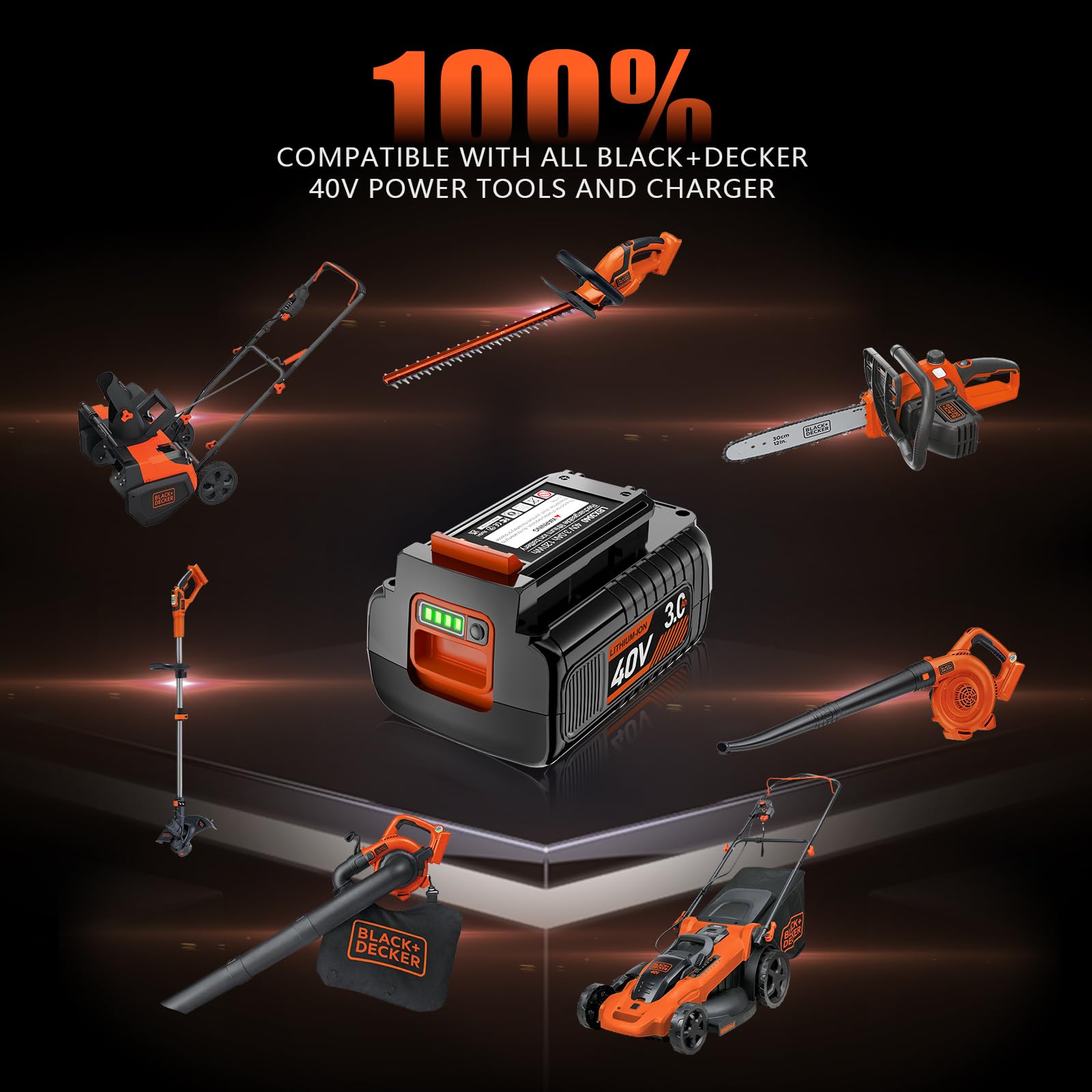 DSANKE 40V 3.0Ah Replacement for Black and Decker 40V Battery LBX2040 LBXR36 LBXR2036 LST540 LCS1240 LBX1540 LST136W Black+Decker 40-Volt Lithium Battery