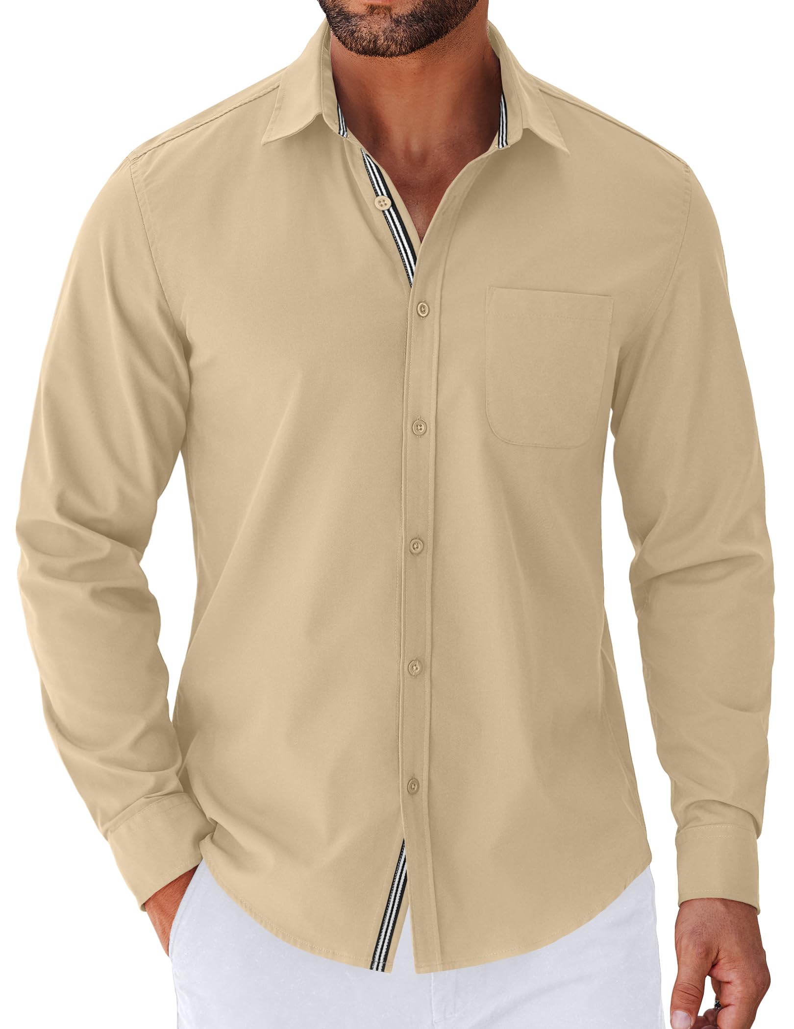 COOFANDY Hemd Herren Langarm Freizeithemden Business Casual Hemden | Bügelfrei Hemd, Regular Fit, Button Down Hemd, Männer Langarmhemd, Anzugshemd mit Brusttasche, Hochzeit Hemd