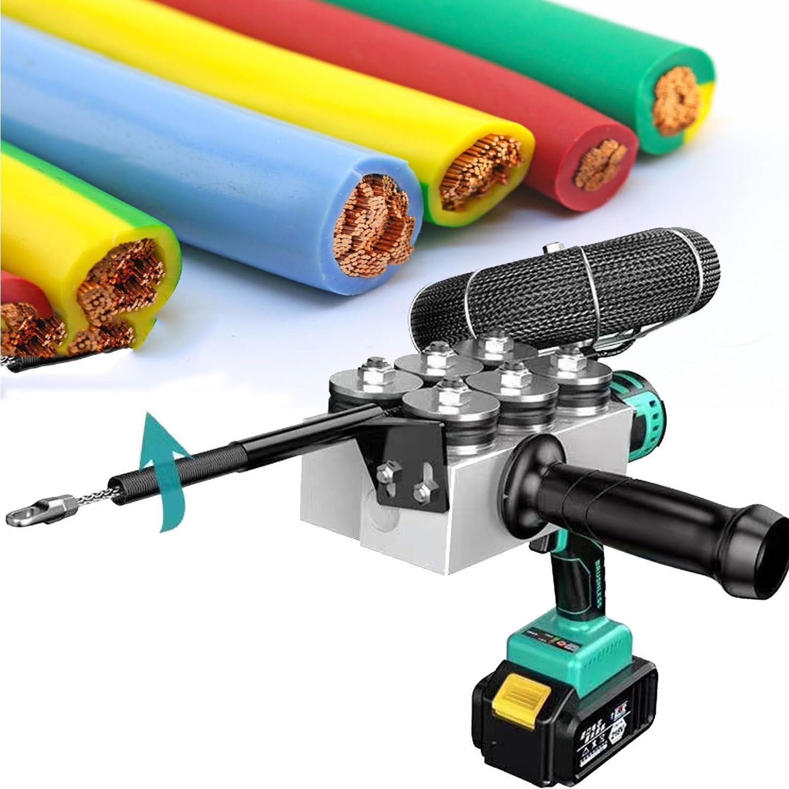 Enhebrador automático de cables de 40 m/min, extractor de cables eléctricos a través de la pared, para tubo de ángulo recto, ranura de pared, conducto de suelo, 1 batería