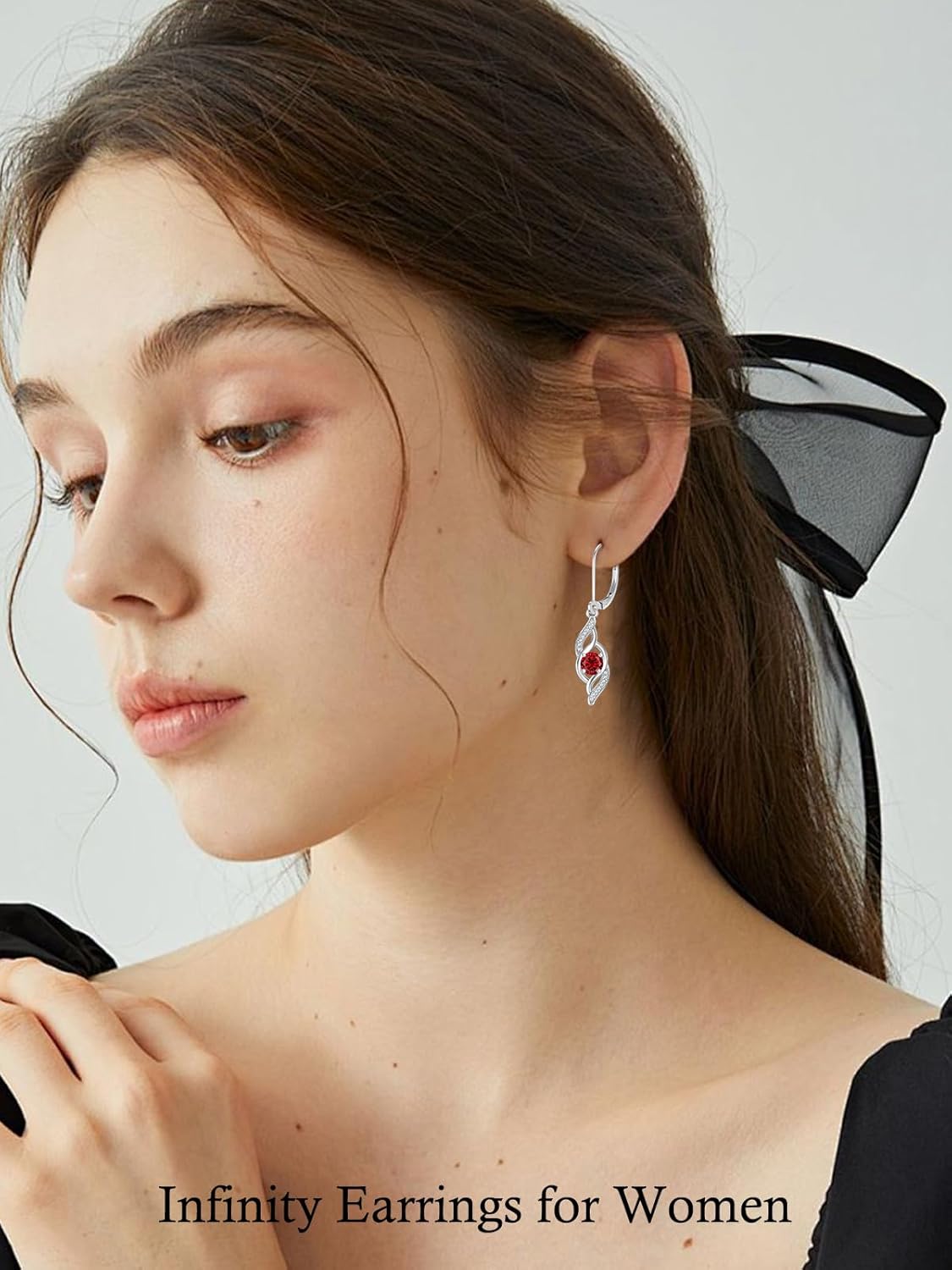 Birthstone Earrings for Women 925 Sterling Silver Love Infinity Jewelry Anniversary Birthday Gifts for Her Wife Mom - Image 2