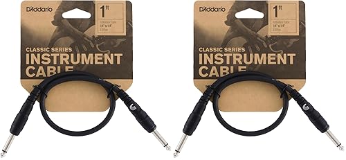 Vista 15 de Paquete de 3 cables para instrumentos - Planet Waves Classic Series - con enchufe de ángulo derecho, 0.5 pies, Gris oscuro Redondo - ángulo recto