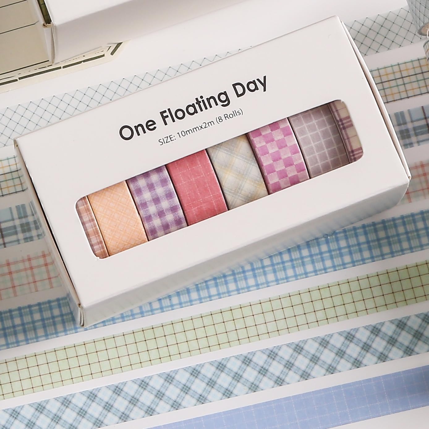 YUBBAEX 8 Rolls Plaid Washi Tape Set, Basic Pattern Masking Tape Classic Checkered Design Decorative for DIY Crafts, Bullet Journal Supplies, Planners, Scrapbook, Card/Gift Wrapping image 3