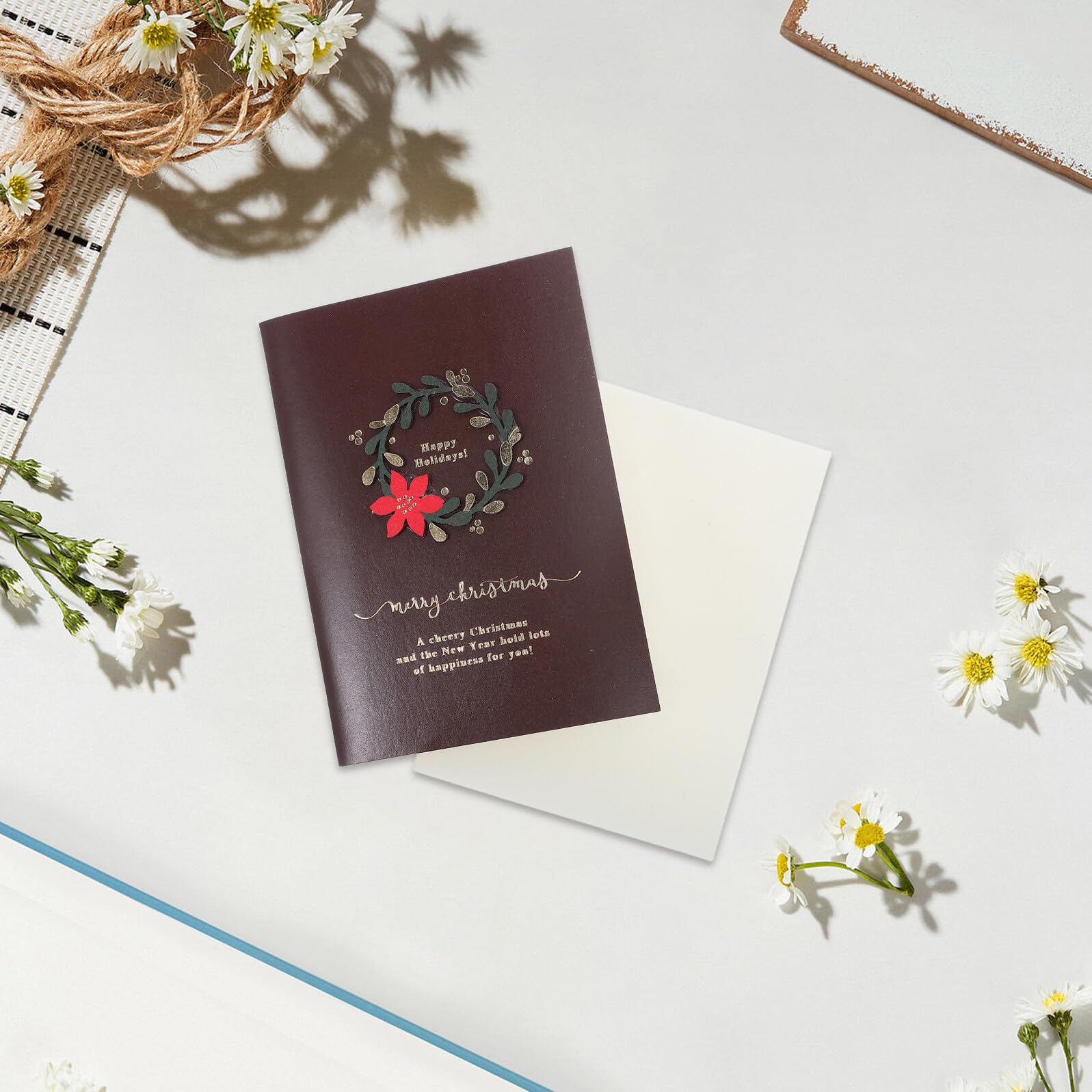 SHERCHPRY 20sätze Weihnachtskarten mit Umschlägen Vintage Grußkarten für Festtagswünsche Blanko Weihnachtskarten zum Selbstbefüllen Weihnachtskranzkarte mit Weihnachtsmotiven