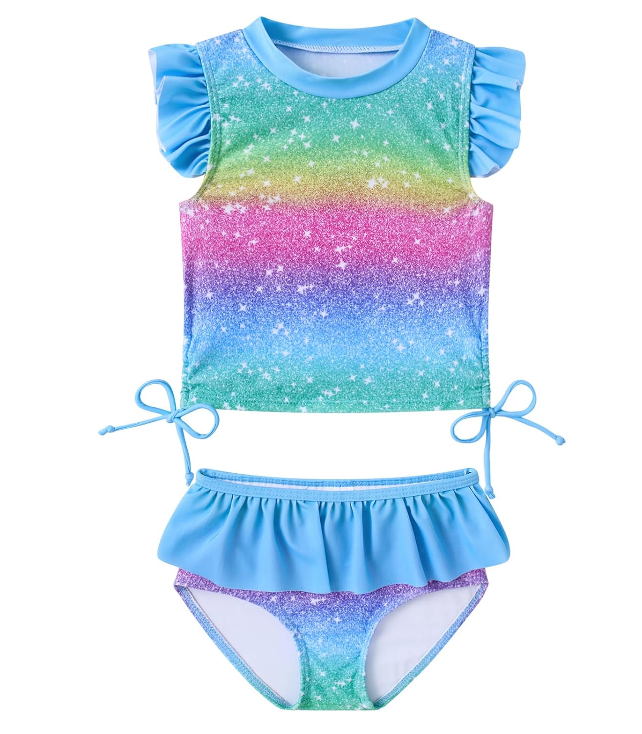 Maiô infantil para meninas, tanquíni fofo de 2 peças, biquíni de praia com babados, roupa de banho de verão 2-6 anos