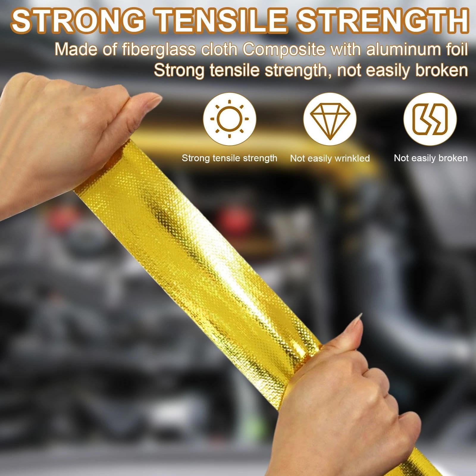 Scotch Blanc Ruban Adhésif, 5 M * 5 Cm De Papier D'aluminium De Voiture Adhésif Réfléchissant L'enveloppe De Bouclier Thermique(D'or 5M * 5Cm Ruban Adhésif Aluminium