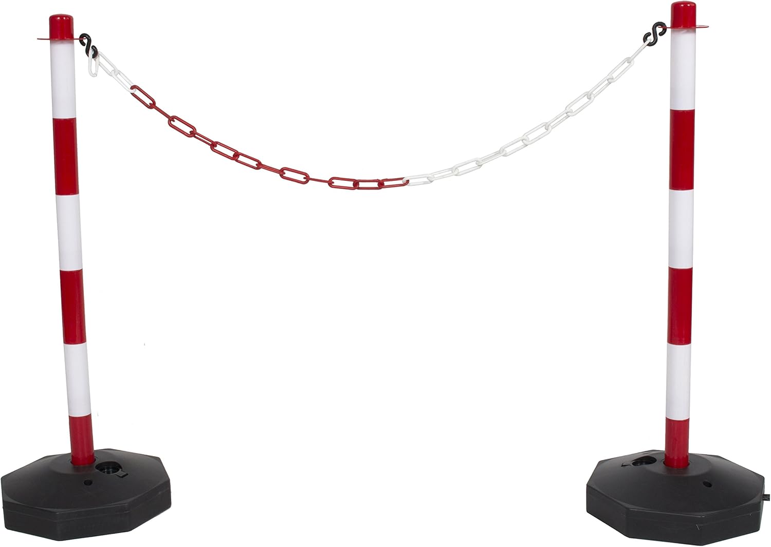 Red & White Plastic Chain 2 Post Set Demarcation Safety Chain Barrier
