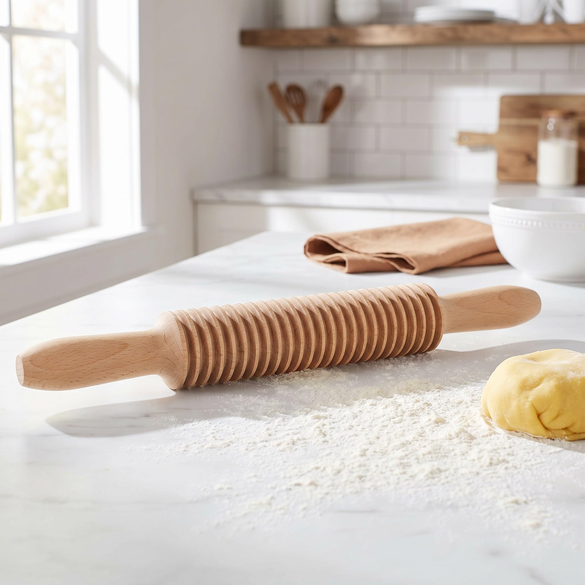 2 rodillos de madera para cortar pasta, rodillo de madera de 4 mm para cortar fideos, cortador de espaguetis, herramienta manual para amasar, ideal para panadería y restaurante.