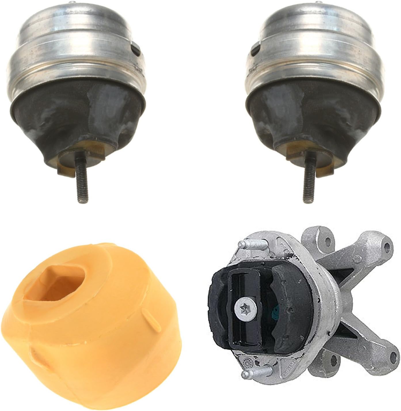 Engine Motor Mounts + CVT Automatic Transmission Mount Set for Audi A4 (4 Pack, Silver or Gray Steel)